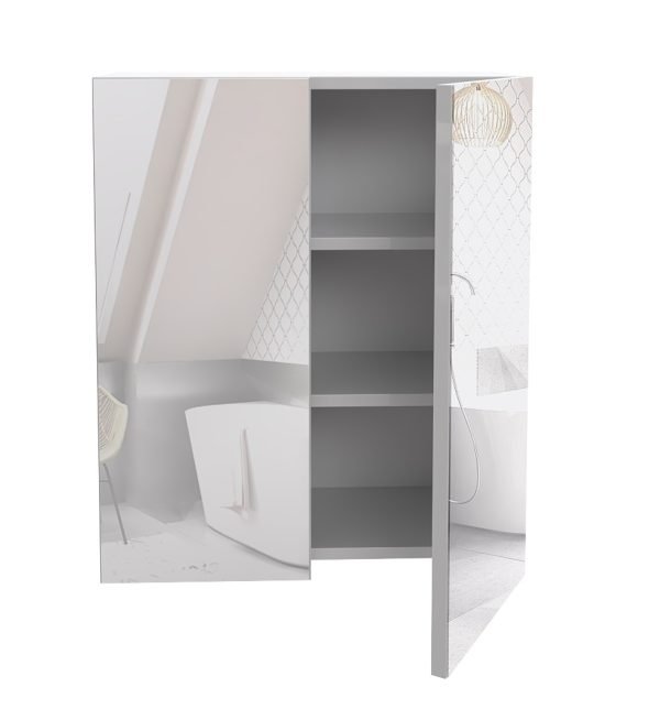 Szafka łazienkowa z lustrem W6L , biały połysk