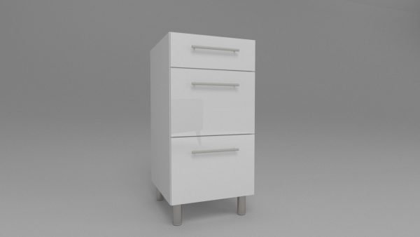 Szafka kuchenna z 3 szufladami biały połysk nogi