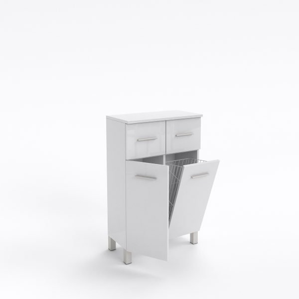 Komoda KSN8 b.mat b. połysk kosz/półki 2 szuflady