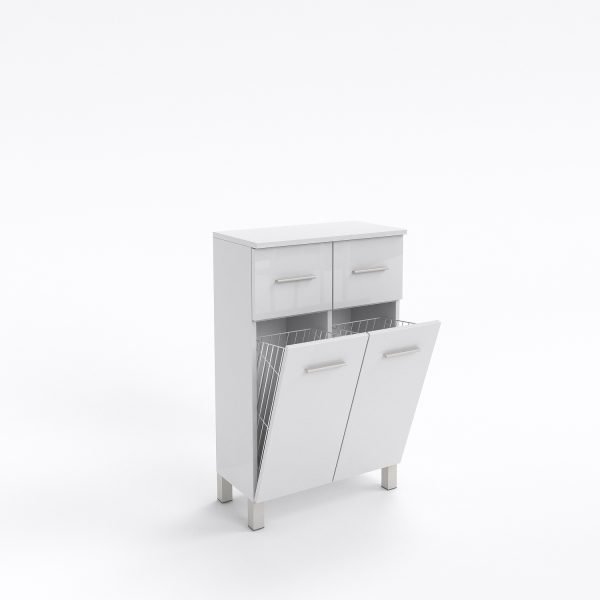 Komoda KSN8 cała biały połysk 2 kosze+2 szuflady