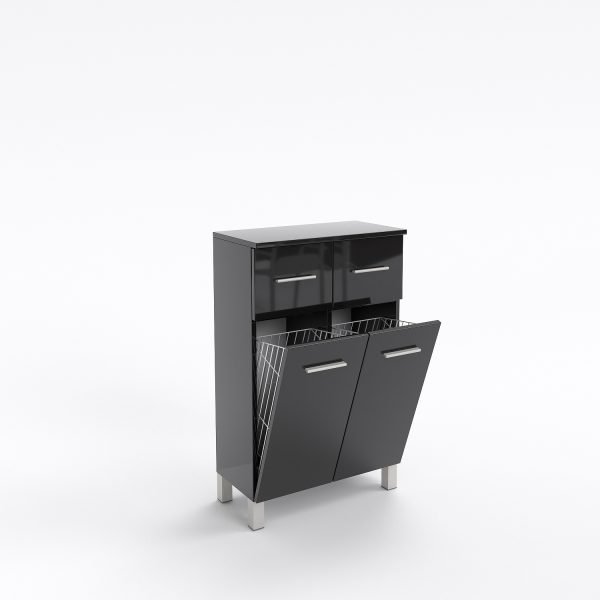 Komoda KSN8 cała czarny połysk 2 kosze +2 szuflady