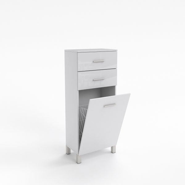 Szafka łazienkowa SN5 50cm z koszem biały połysk