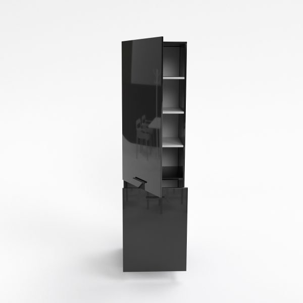 Szafka łazienkowa SW133 z wysuwanym koszem czarny połysk