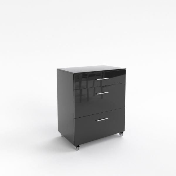 Szafka kontener z 3szuf 50,60,80cm czarna na kółkach