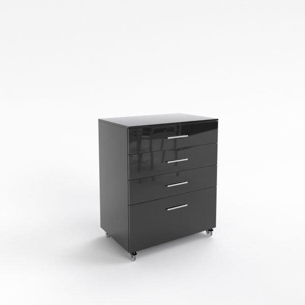 Szafka kontener z 4szuf 50cm czarna na kółkach