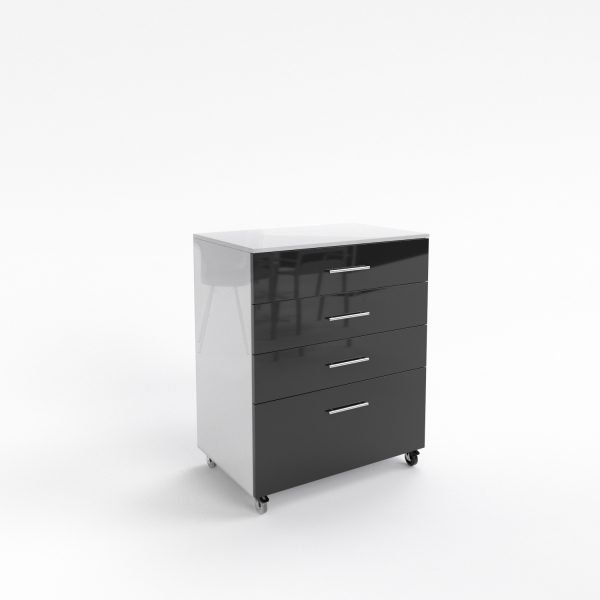 Szafka na kółkach z 4szuf 50,60,80cm biało czarna