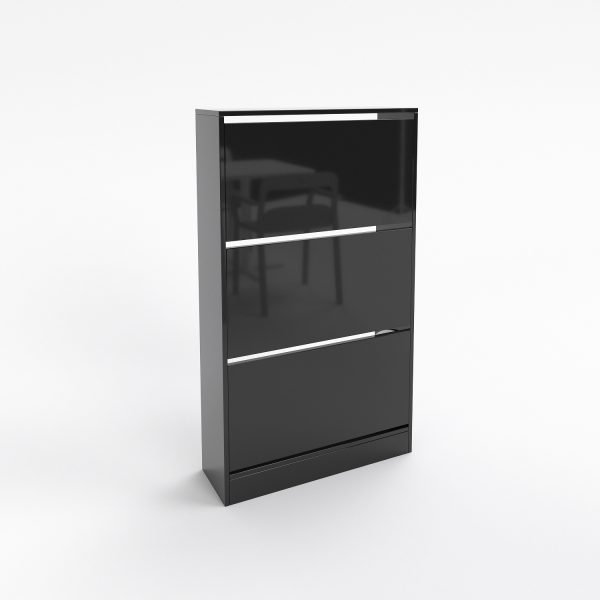 Szafka na buty 60 czarny połysk gł16,23,27cm bez uchwytów